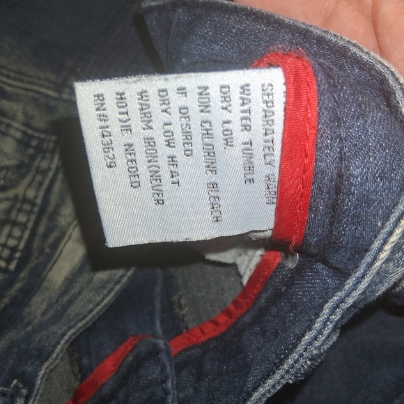 Encrypted men's blue washed denim jean shorts Distressed 38 - Picture 6 of 8